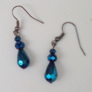 💮Metallic Blue Crystal Drop Fashion Earrings